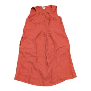Garnet Hill A-Line Tank Dress Vibrant Blood Orange Linen Size 4